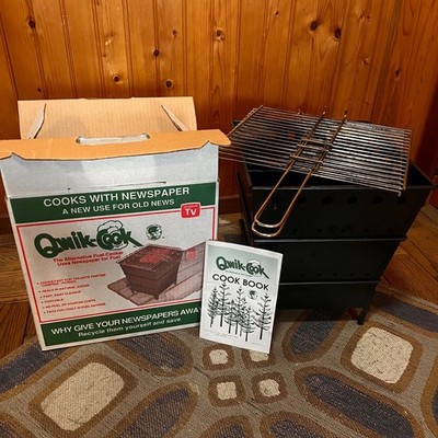QwikCook Portable Grill Stove Cooker Burns Newspaper Prepper 6E1-494