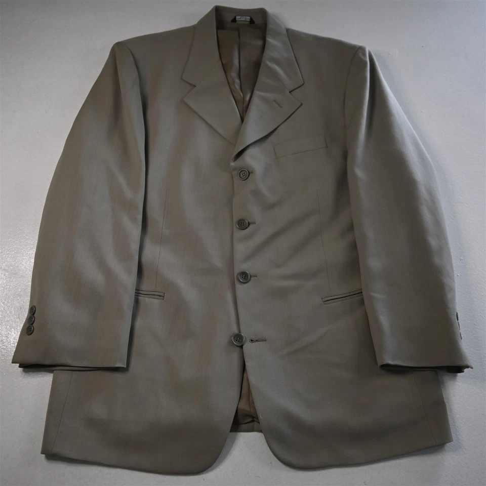 De Colección Y2K Boxy 2000s 42R 36x32 Beige Super 100s Lana Hombres Chaqueta Pantalones Traje Foto 2 de 4