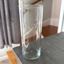 Pom Tea Glass Single Glass Raised Lettering 