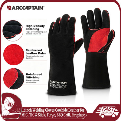ARCCAPTAIN 16'' MIG TIG Welding Gloves Leather Protective Heat Resistant 662°F US