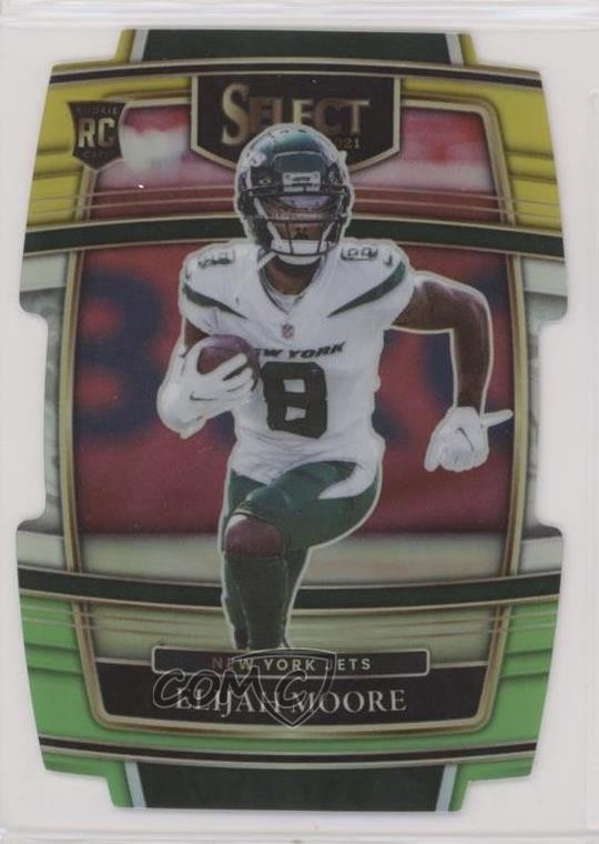 2021 Panini Select Concourse Green & Yellow Prizm Die-Cut Elijah Moore #56 04ag