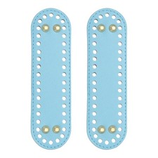 2 Pack 7in x 2 in Leather Bag Bases for Crochet Oval for DIY Making, Blue