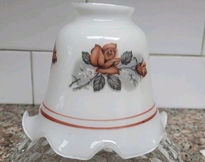 Vtg Fixture Ceiling Fan Lily Lamp Shade Bell Rose White Glass Globe Barn Cottage