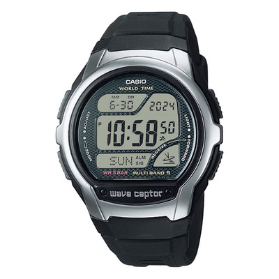 Casio Men's Wave Ceptor Atomic World Time Black Quartz Watch 53.4MM WV-58R-1ACF