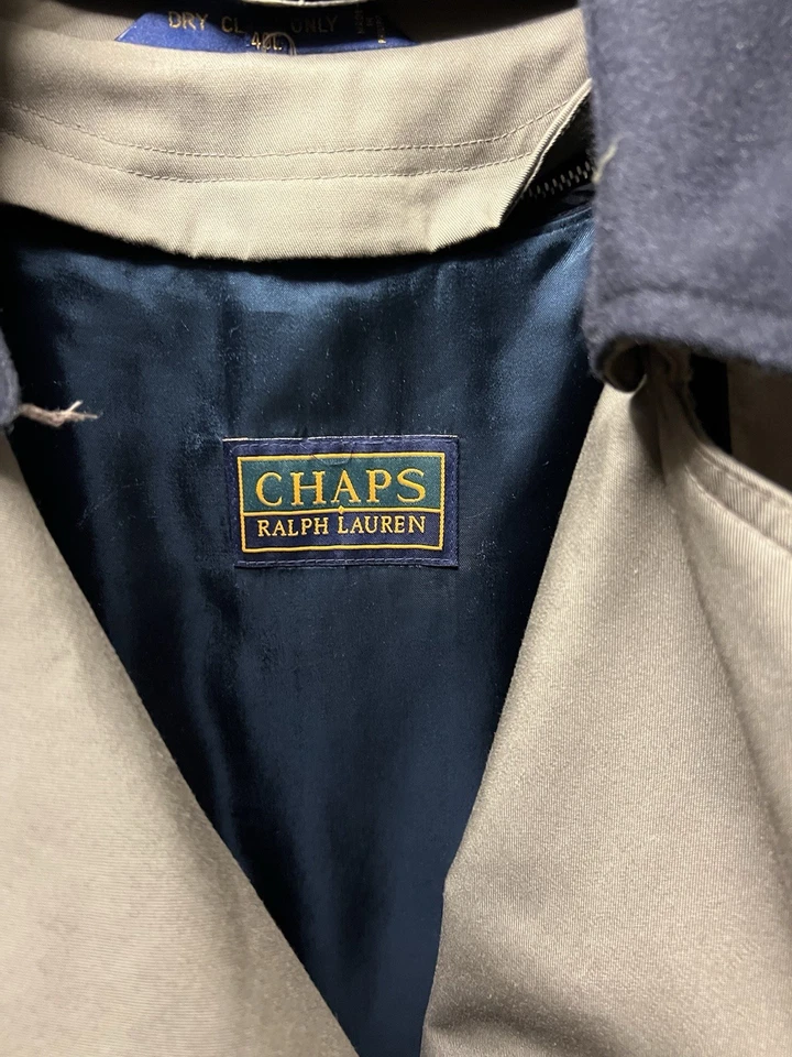 Gabardina Chaps Ralph Lauren para hombre 40L beige microfibra forro de lana extraíble Foto 4 de 4