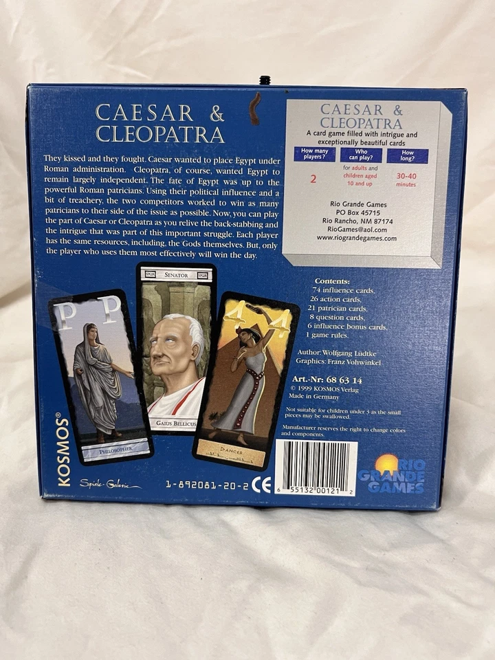 Caesar and Cleopatra Card Game 2 Players Kosmos Rio Grande Games 1999 Original - Image 2 of 4