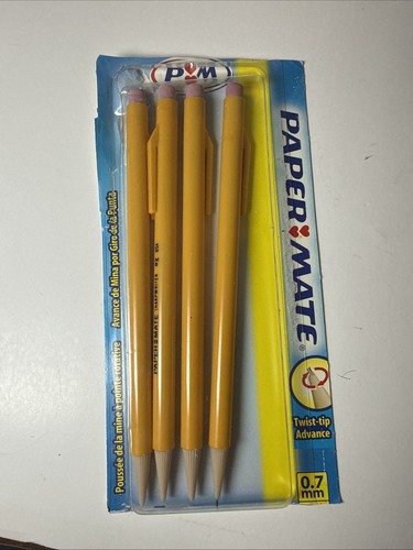 2005 Paper Mate Mechanical Pencils, 0.7Mm, HB #2, Yellow, Twistable X 4
