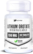 HealthFare Lithium Orotate 130mg  60 Vegan Tablets  High Bioavailability