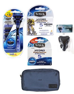 Schick Hydro 5 Premium Blade Razor 1 Handle + Refill 10 Cartridges & Case Pouch