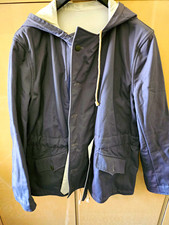 Herren Parka Jacke blau Kapuze Baumwolle Knop...