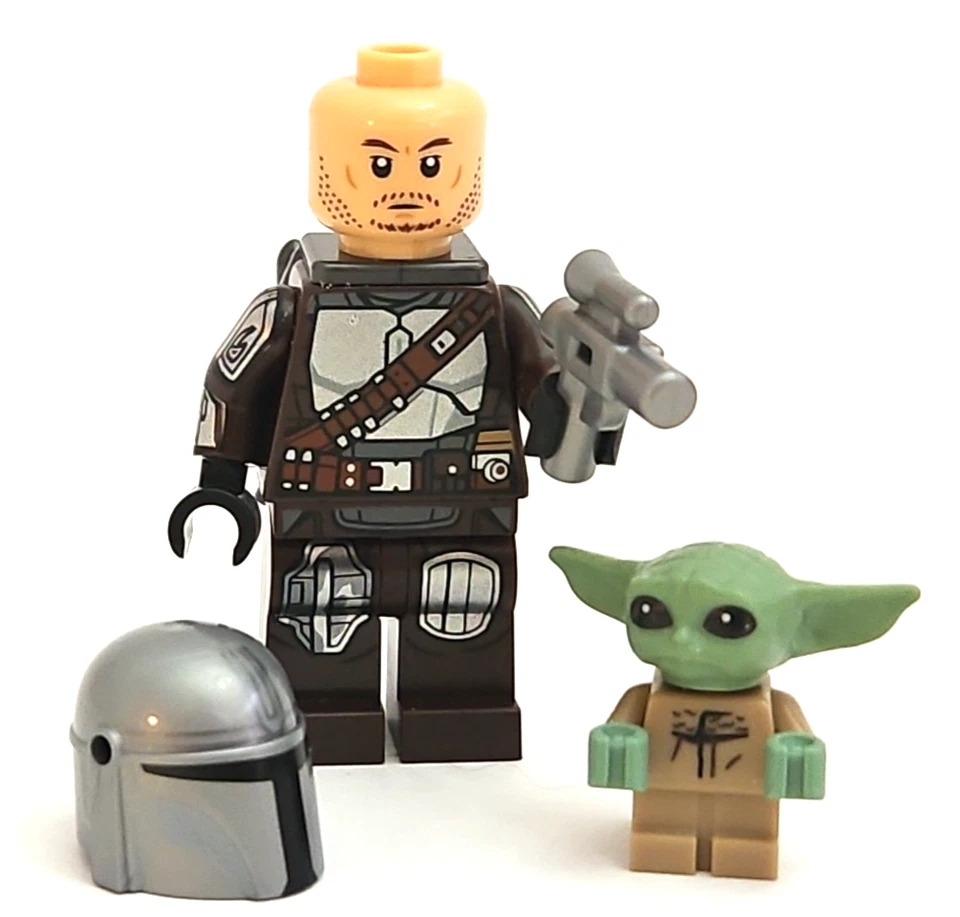 Пара мандалорских минифигурок LEGO Star Wars — Din Djarin Mando Baby Yoda Grogu - Изображение 2 из 3