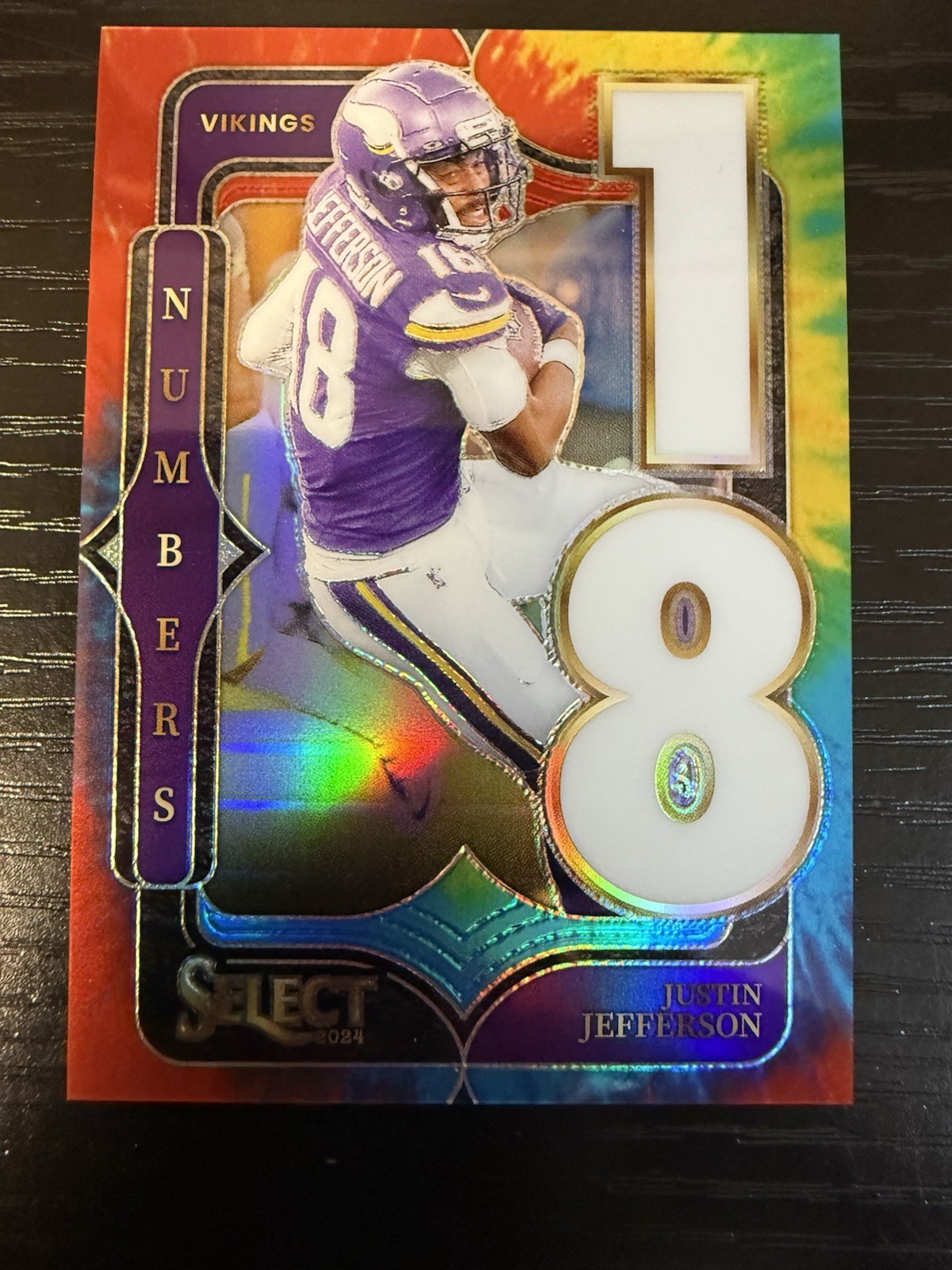 2024 Panini Select Justin Jefferson Numbers Tie-Dye Prizm #’d/25