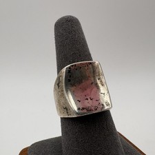 Sterling Silver 925 Mexico Wide Rectangle Band Ring Size 8 Modernist Chunky