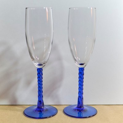 Cristal d'Arques-Durand Angelique Cobalt Fluted Champagne Glasses (set of 2)