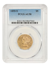 1855-S $5 PCGS AU58 - Liberty Head $5