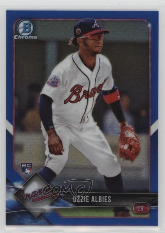 2018 Bowman Chrome Blue Refractor 91/150 Ozzie Albies #92 0pg6