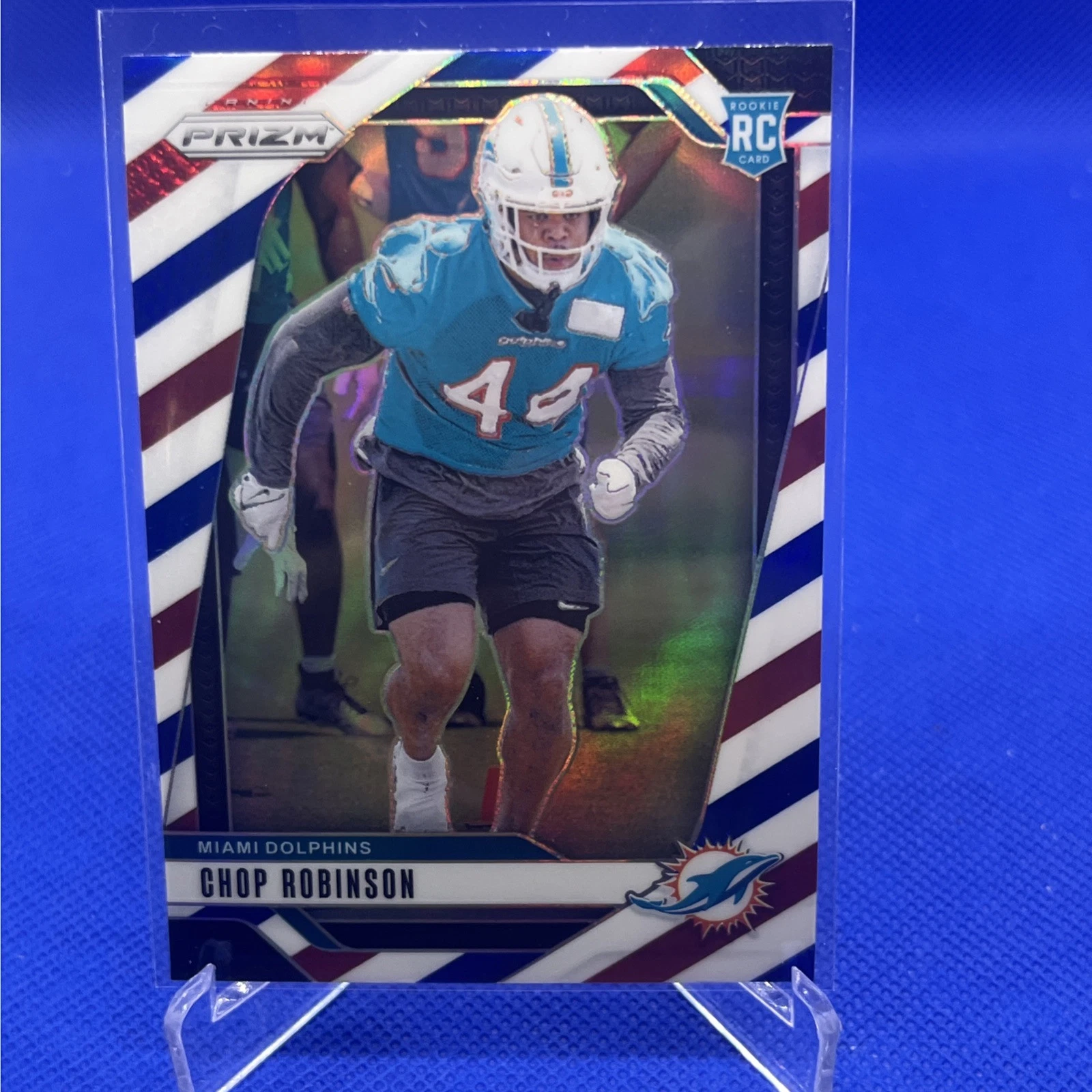 2024 Panini Prizm Red White Blue Chop Robinson RC Miami Dolphins #319