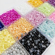 Chenkou Craft 18000pcs Assorted 15 Colors Half Flatback 3mm, 15color 3mm