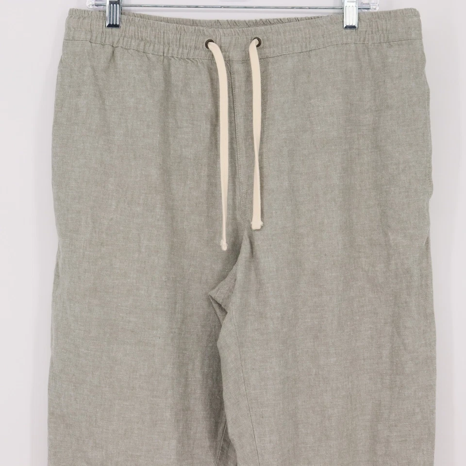 J. Crew Mercantile Mens Linen Blend Drawstring Pants Size L Sage Casual Trousers - Image 2 of 4