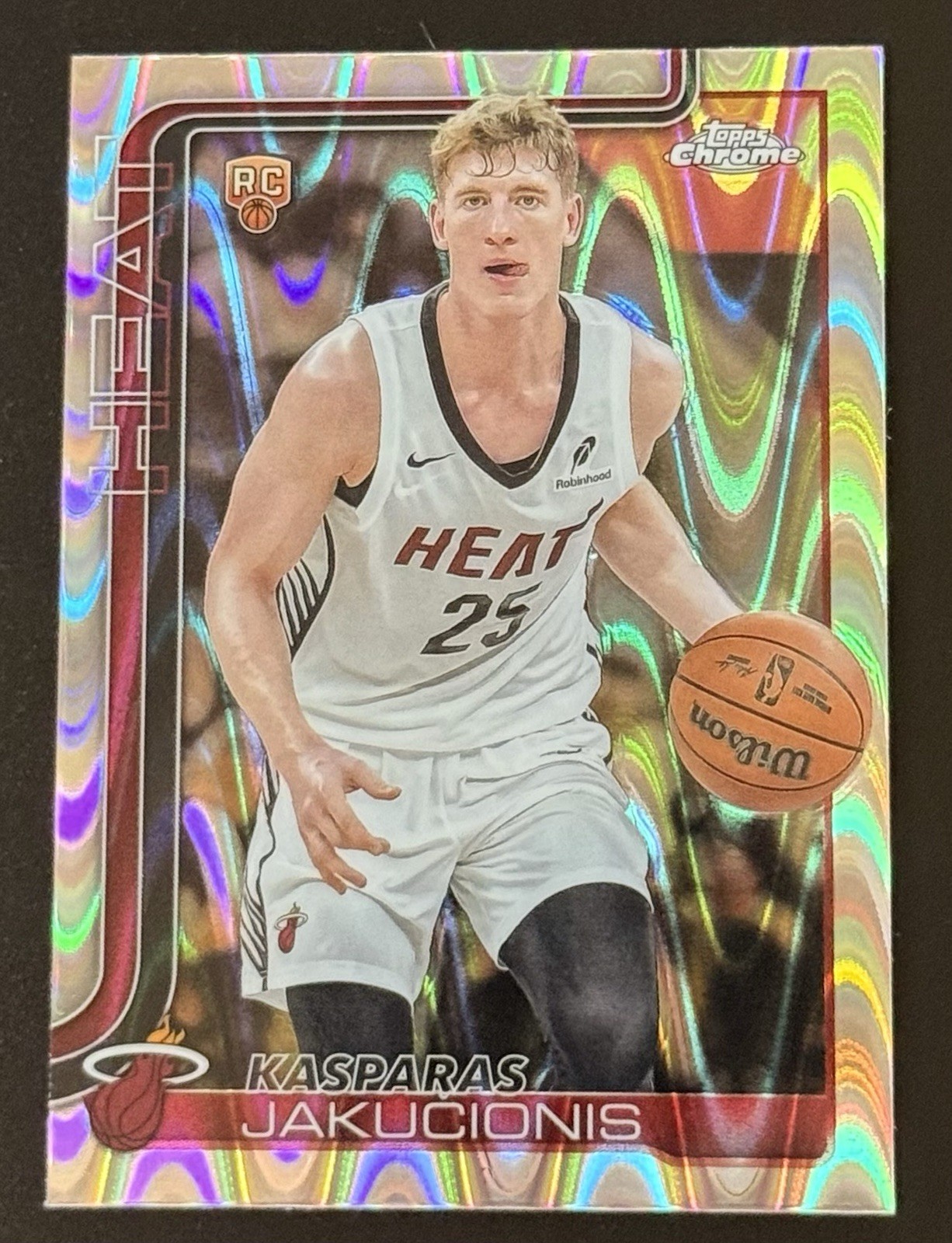 2025 TOPPS CHROME 270 KASPARAS JAKUCIONIS RAYWAVE RC - MIAMI HEAT ROOKIE