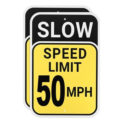 2-Pack Speed Limit 50 MPH Sign 12'' x 8'' Aluminum Weather Resistant Traffic Sign