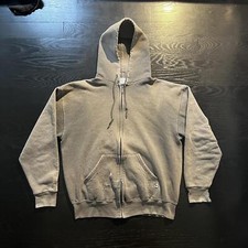 Vintage Russell Full Zip Hoodie Grey Faded Distressed