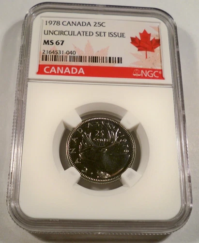 1978 CANADA 25c NGC MS 67 QUARTER BRIGHT WHITE MS67
