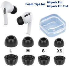2Pairs Memory Foam Ear Tips For Airpods Pro / Airpods Pro 2 2nd Eartips L/M/S/XS