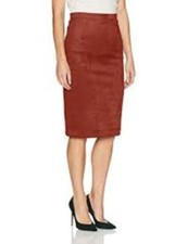 NEW NWT 138 BCBG "Lyric" faux suede knee length pencil skirt - Spice - sz S