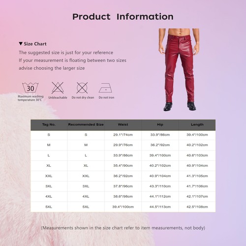 DE Herren Kunstleder Hose Lang Pants Motorradhose Bikerhose Slim Fit Leggings - Bild 21 von 29