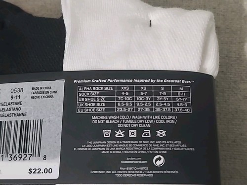$106 MSRP 30 Pairs! Nike Air Jordan Socks Pair Youth Shoe 5Y-7Y - Picture 9 of 12