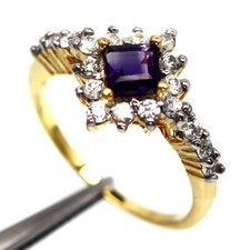5mm Purple Amethyst  CZ Ring 925 Sterling Silver Sz 7.75
