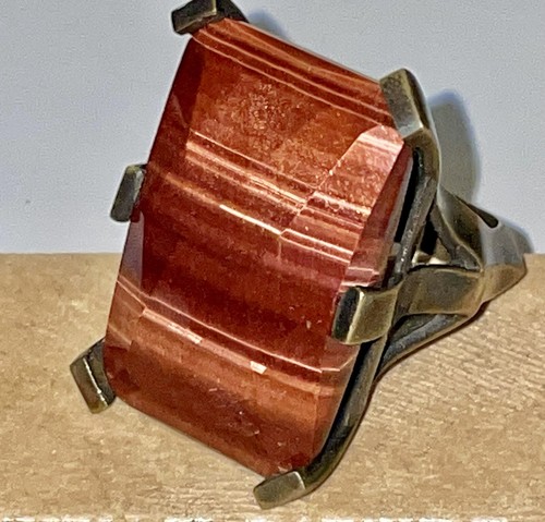 Stephen Dweck HUGE Faceted TIGER-EYE Bronze sculptured Ring