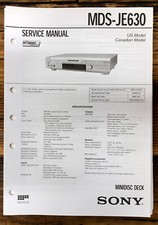 Sony MDS-JE630 MD MiniDisc Deck Service Manual Original 