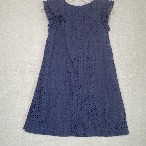 Polo Ralph Lauren Navy Blue Eyelet Dress Girls Size 14 A Line Flutter Sleeve - Picture 6 of 6