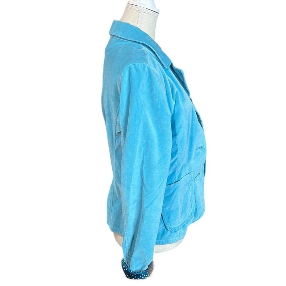 Chaqueta Blazer Sundance Manga Larga Abotonada Azul Terciopelo Mujer Talla 2 Retro Foto 3 de 4