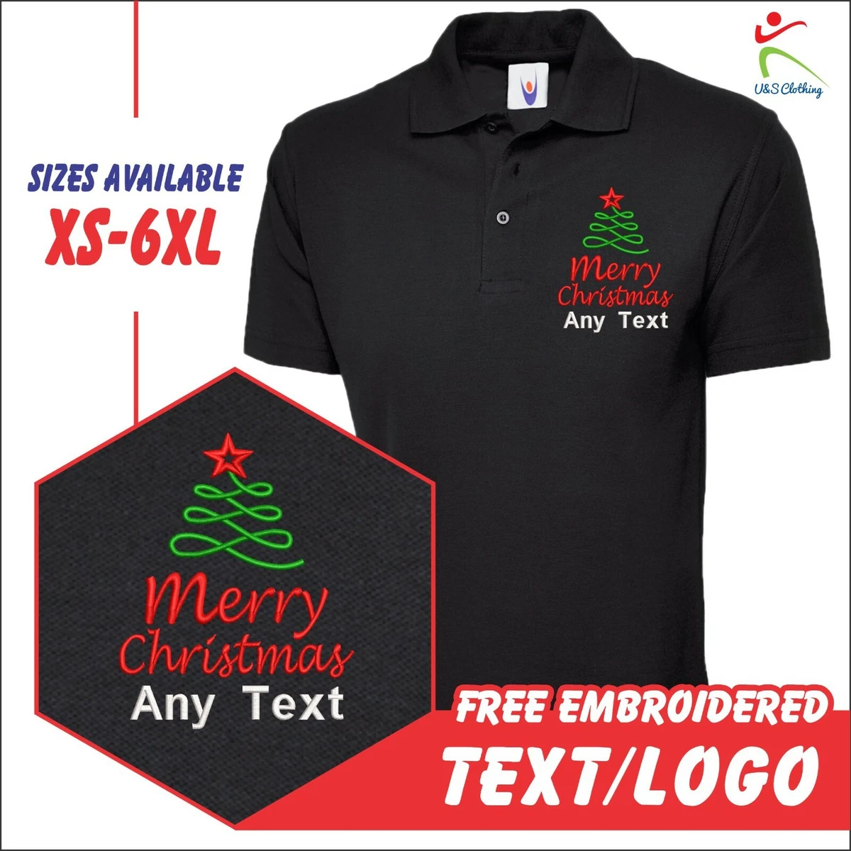 Personalised MERRY CHRISTMAS Tree Embroidered Logo Mens Pullover