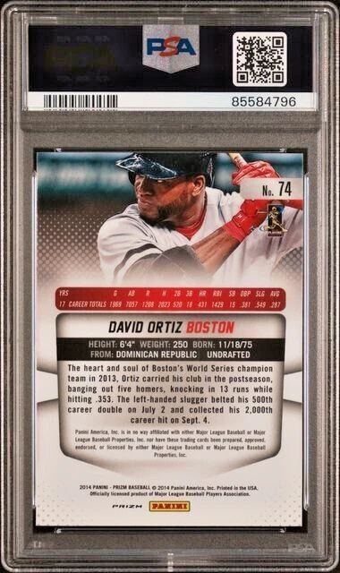 2014 Panini Prizm 74 David Ortiz Red White Blue Pulsar PSA 10 SP POP 2 - Image 2 of 2
