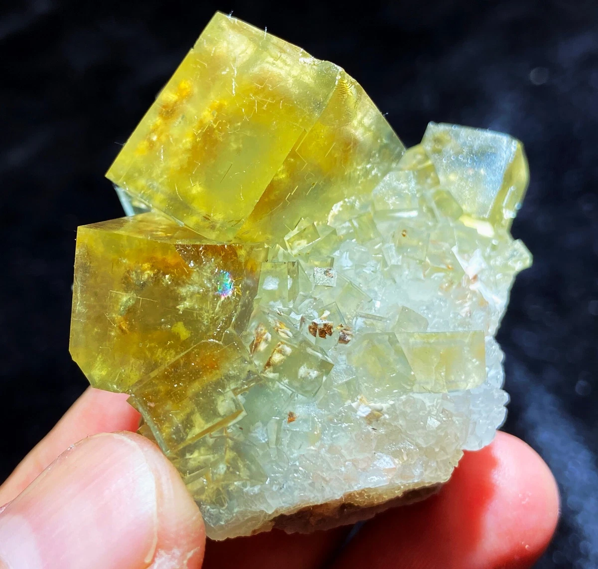 91g Natural Blue Phantom Yellow Fluorite Dolomite Mineral Specimen China