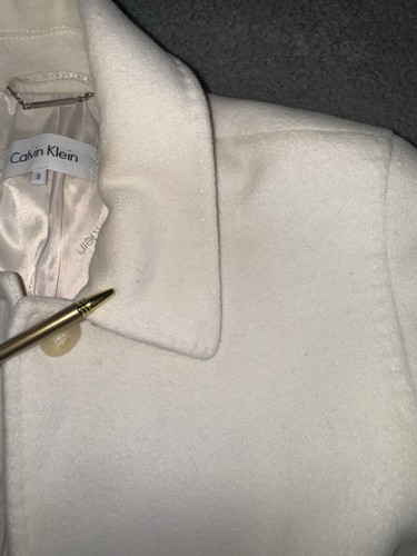Calvin Klein Peacoat Women 10 Angora Wool Button Front - Picture 11 of 17