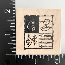 Stampotique 4 Square Graphic Garden Planting Leaf 9024 Wood Mounted Rubber Stamp