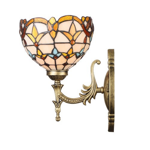 Baroque Vintage Stained Glass Shade Wall Lamp Tiffany Sconce Wall Light Fixture - Picture 2 of 9