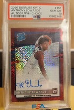 2020-21 PANINI DONRUSS OPTIC CHOICE ANTHONY EDWARDS RED RATED ROOKIE AUTO PSA 10