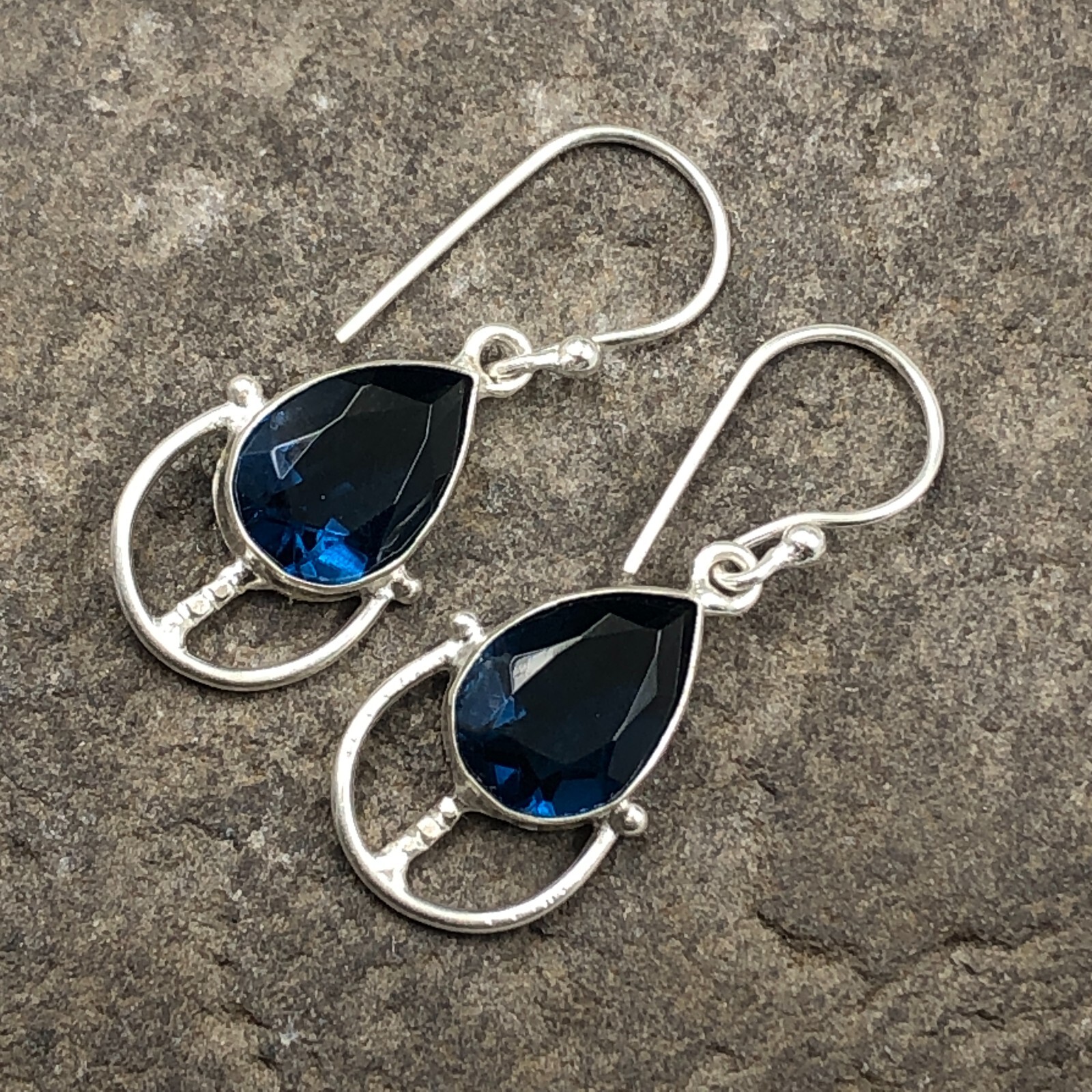 Gift For Women Drop/Dangle Earrings 925 Silver Natural London Blue Topaz