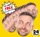24 x Personalised Photo Face Masks Kits Birthday Party Fancy Dress Stag Hen DIY