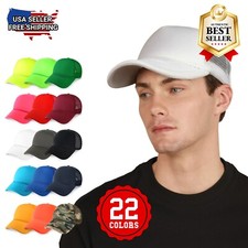 Classic Foam Trucker Hat Summer Mesh Rope Cap Solid Two Toned Blank Hat for Mens