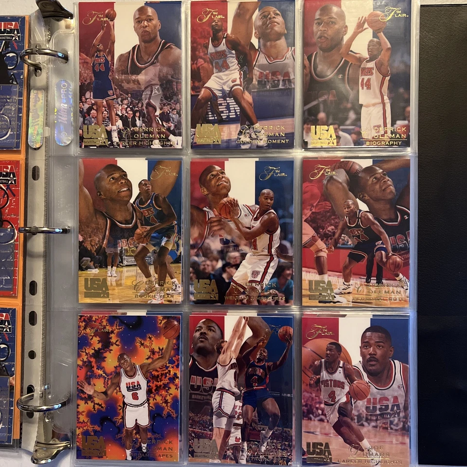 Juego de 120 cartas de baloncesto Flair USA 1994, un hermoso conjunto con 66 miembros del Salón de la Fama Foto 3 de 4