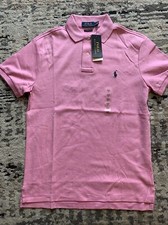 POLO Ralph Lauren Men's CUSTOM SLIM FIT Cotton Pink Collared Shirt Small