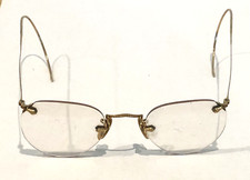 VINTAGE BAUSCH L0MB B L 1/10 12KGF EYELGLASSES SOLID GOLD BRIDGE LENS SCRATCH