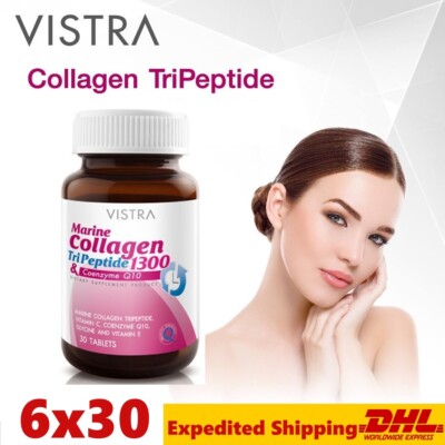 6X VISTRA MARINE COLLAGEN TriPeptide 1300 Plus Coenzym Q10 Supplement